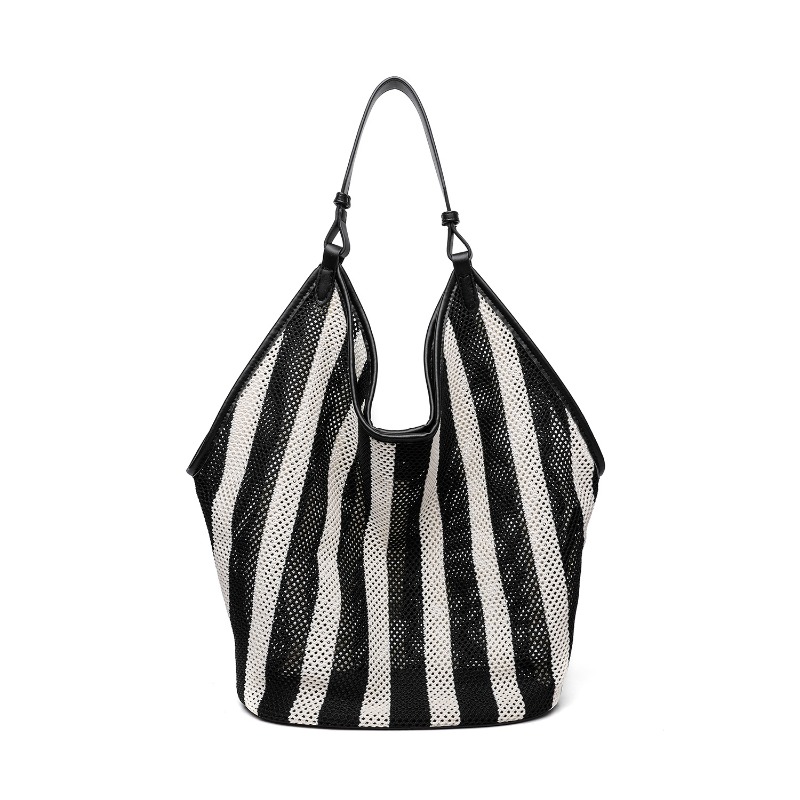 Tote Bag Canvas Print - Полосатая тканая сумка-тоут большой вместимости для