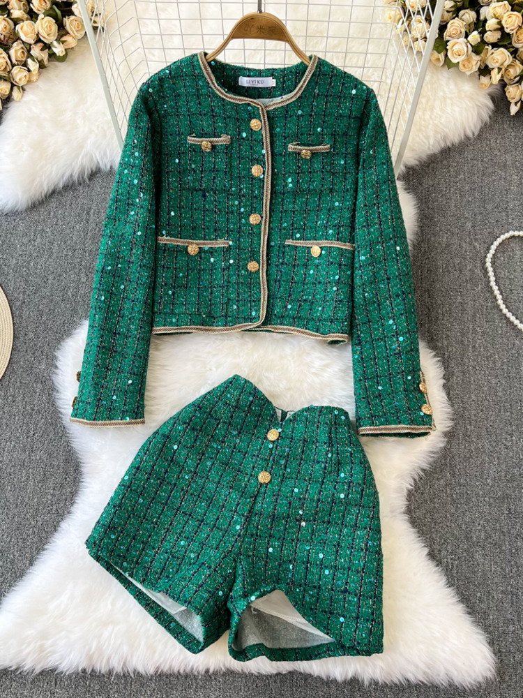 Street Fashion Luxury - Женский костюм из двух предметов, твидовый