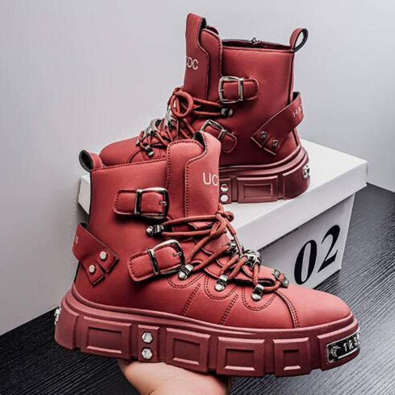 Street Fashion Designers - Мужские кожаные кроссовки Luxury Rivet Black