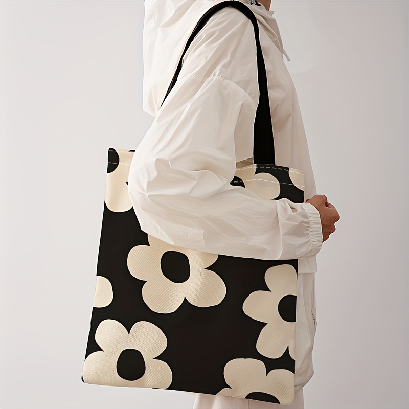 Tote Bag Canvas Print - Желтая сумка-тоут с цветочным принтом, многоразовый