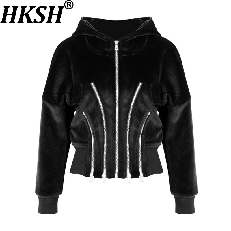 Street Fashion Zip Up Hoodie - HKSH 2025 осень-зима новая женская толстовка