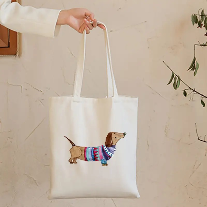 Tote Bag Canvas Print - Милая такса, забавные сумки на плечо,