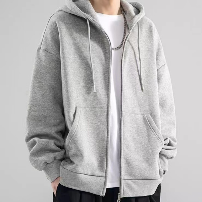 Street Fashion Zip Up Hoodie - Модная повседневная черная, серая, синяя толстовка
