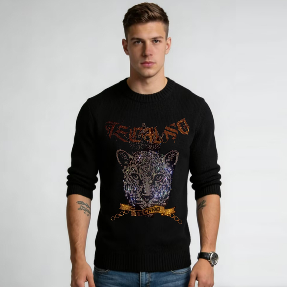 Street Fashion Luxury - Мужской свитер с круглым вырезом, роскошный,