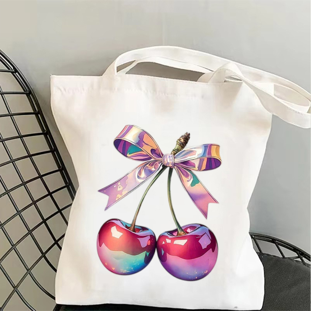 Tote Bag Canvas Print - Винтажная розовая холщовая сумка-тоут с бантом