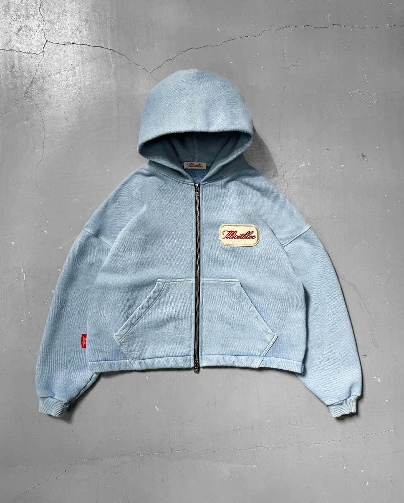Street Fashion Zip Up Hoodie - Y2K модный новый свободный свитер с