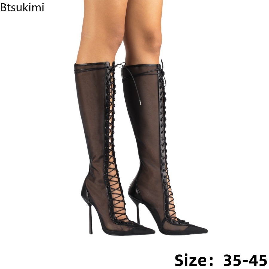 Street Fashion Luxury - Новые сексуальные прозрачные сетчатые туфли-лодочки на