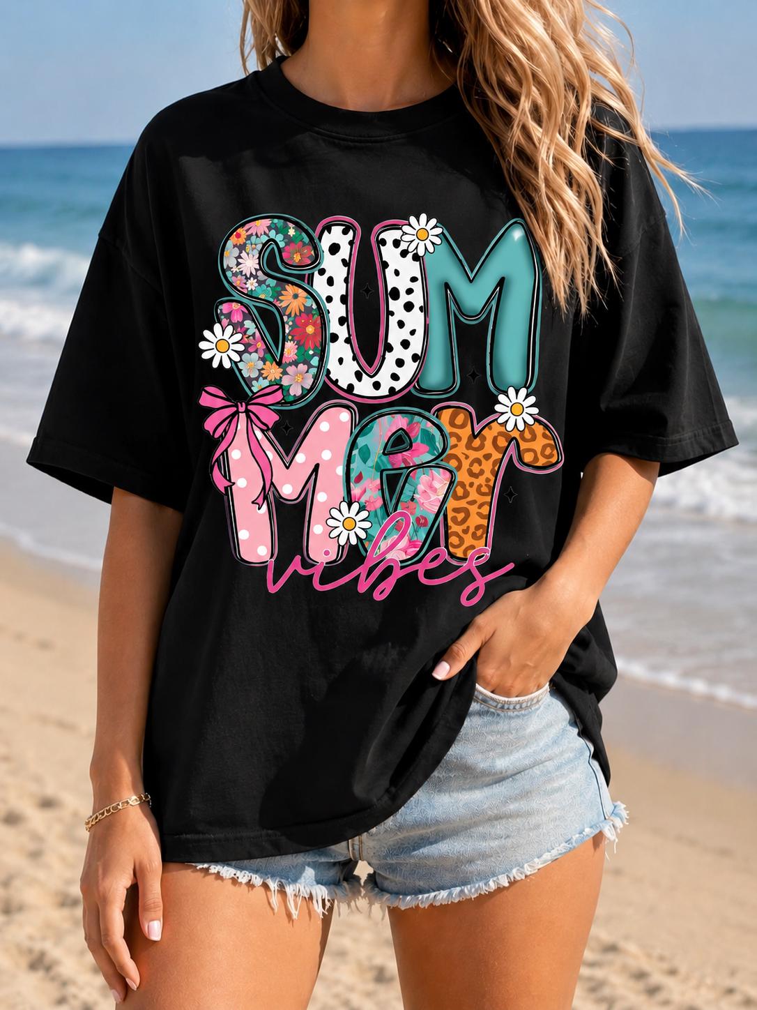 Street Fashion Vibes - Футболка с цветочным принтом Summer Vibes,
