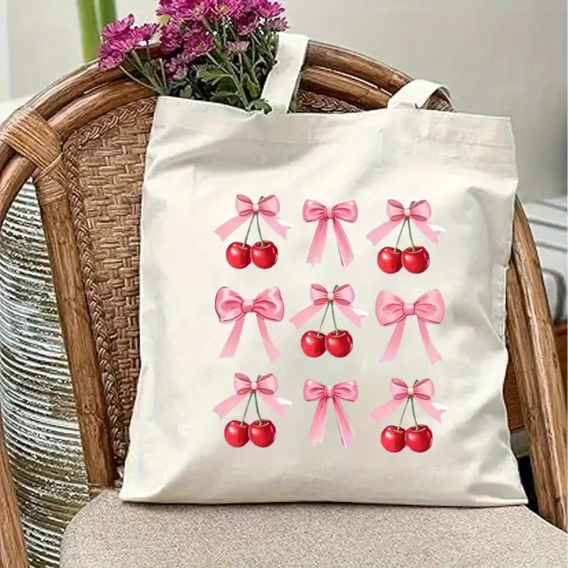 Холщовая большая сумка с вишне – обзор и цена Tote Bag Canvas Print